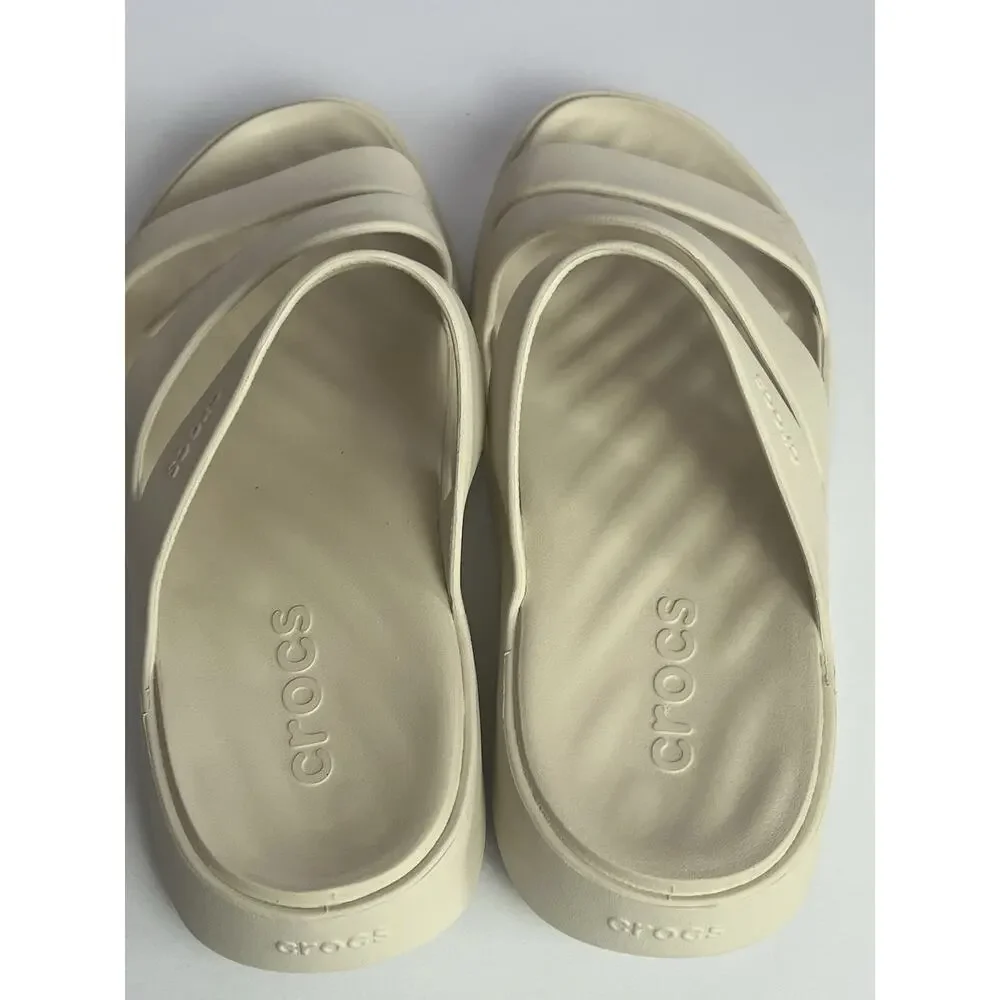 Crocs Getaway Strappy Slide Sandals Womens Size 9 Stucco Comfort Casual